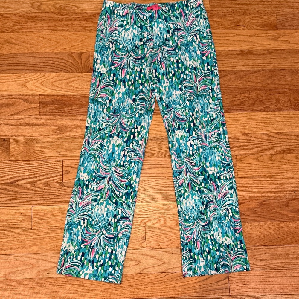 Lilly Pulitzer Women's Teal and Pink Casual Pants